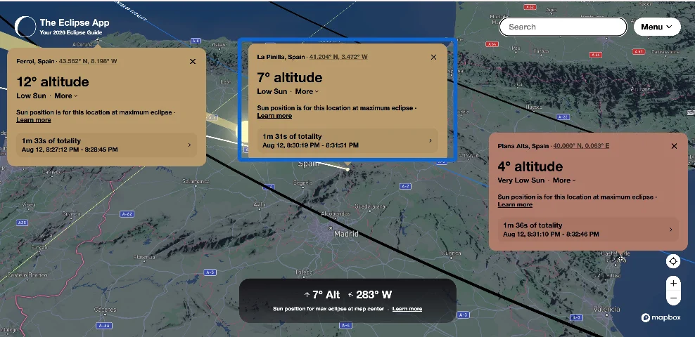 Eclipse altitude map